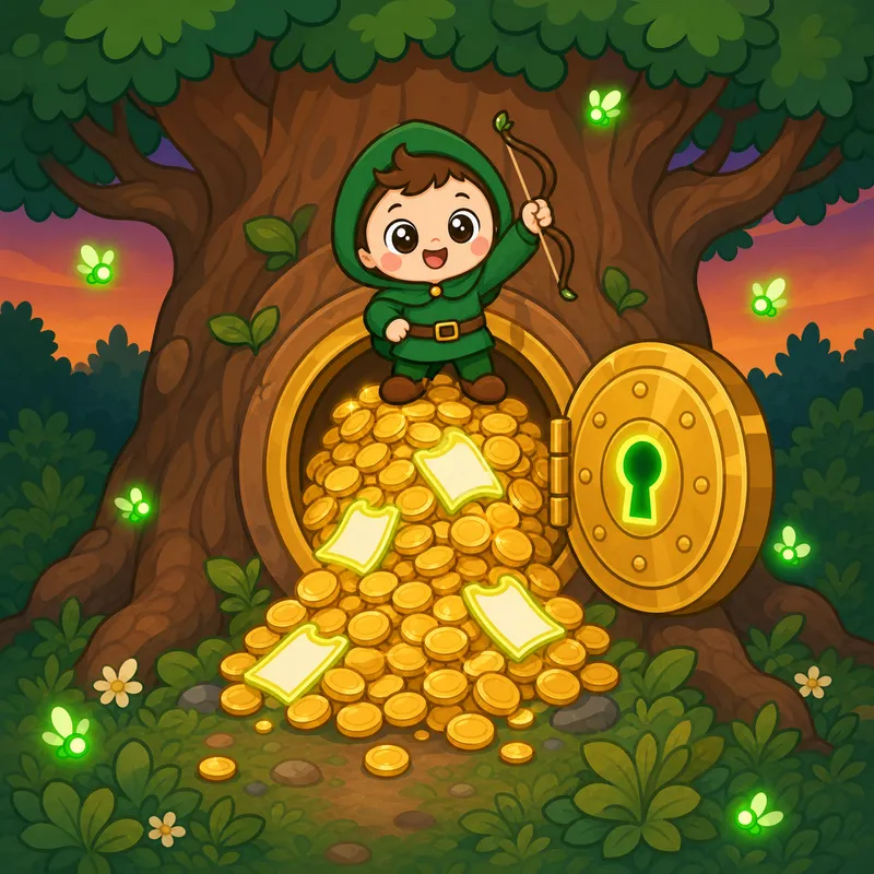 Treasure vault built into a giant oak tree